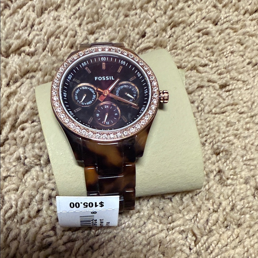 Fossil Women's Tortoise and Rose Gold Watch